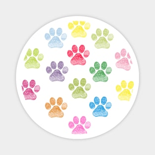 Cute doodle hand drawn colorful paw prints Magnet